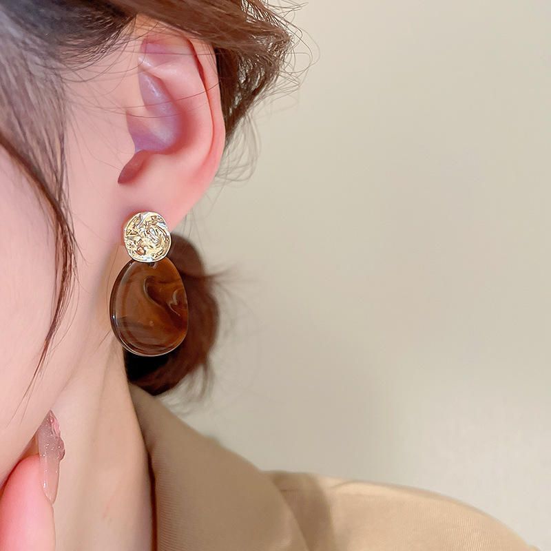 Dark Drop Shaped Resin Earrings