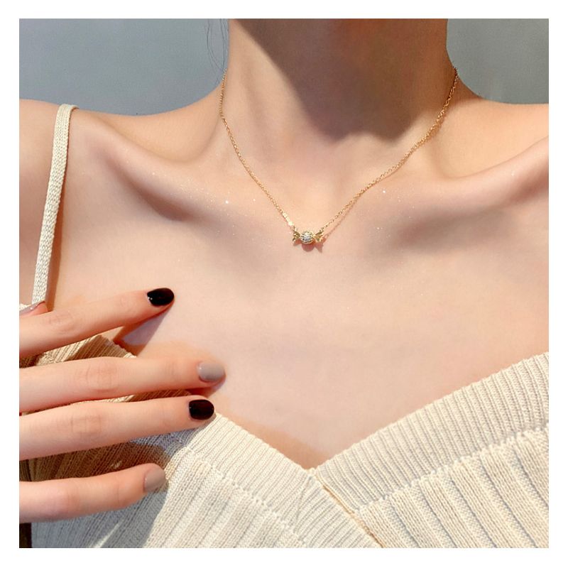 Golden Necklace With Candy Zircon Pendant 