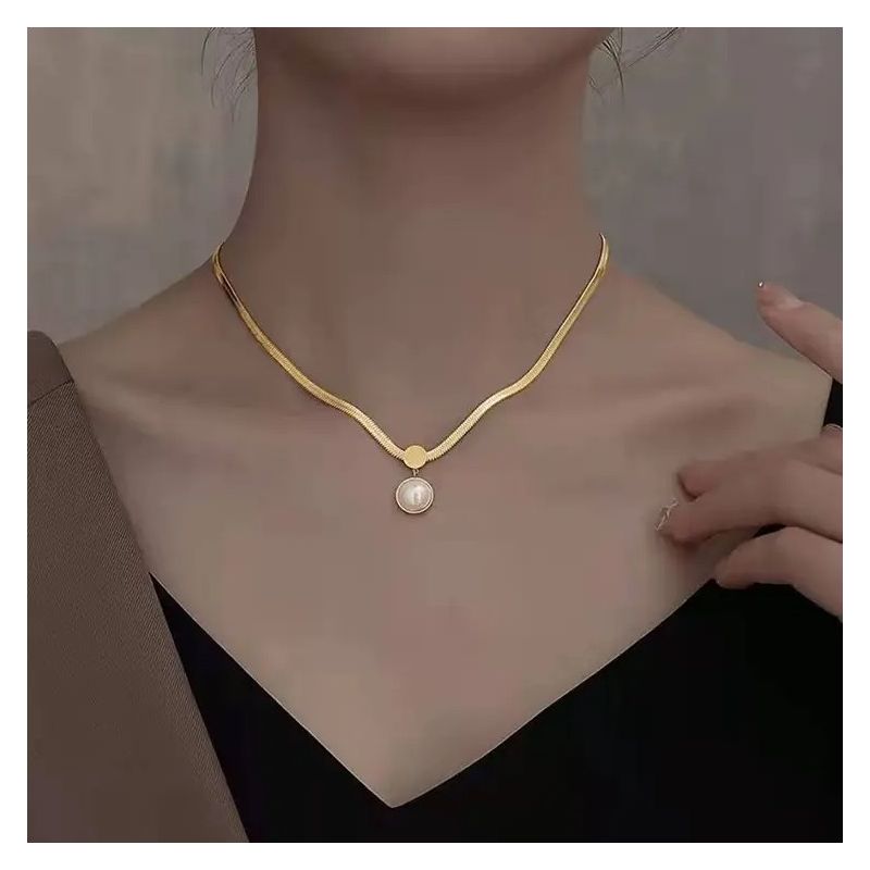 Gouden Ketting Met Elegante Parel Kwast Hanger