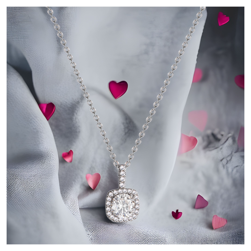 Zilverkleurige ketting met Square Zircon hanger