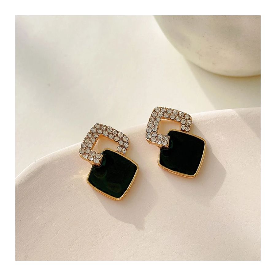 Elegant Gold & Black Earrings