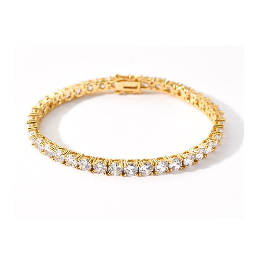 Golden Bracelets With Shiny Zircons