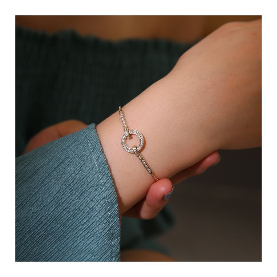 Gouden Armbanden Met Glanzende Cirkel