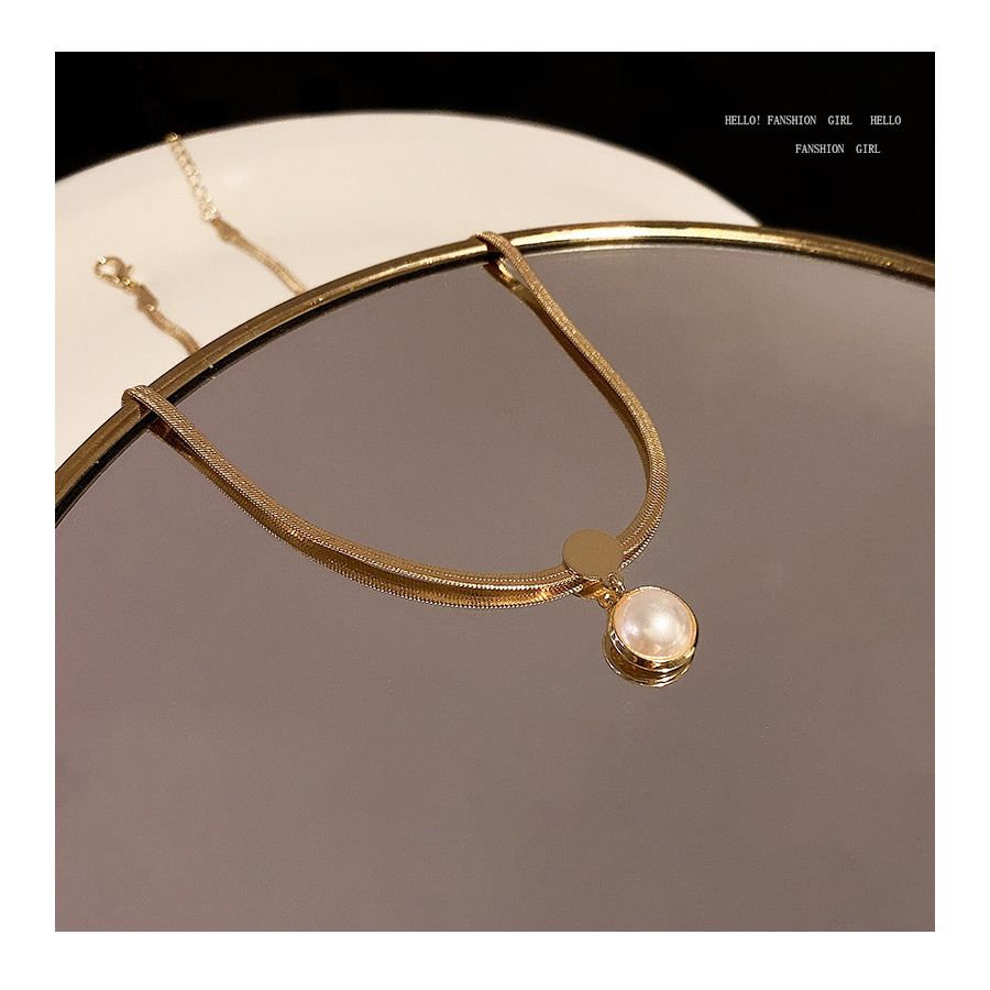 Gouden Ketting Met Elegante Parel Kwast Hanger