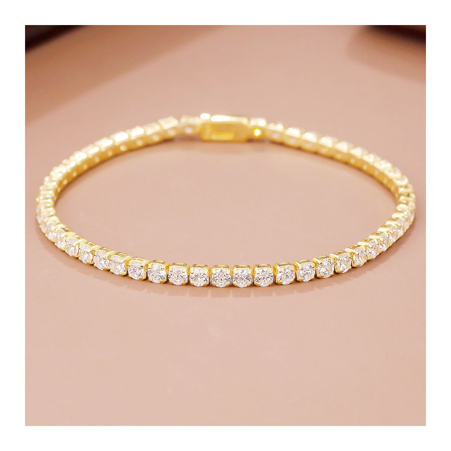 Golden Bracelets With Shiny Zircons