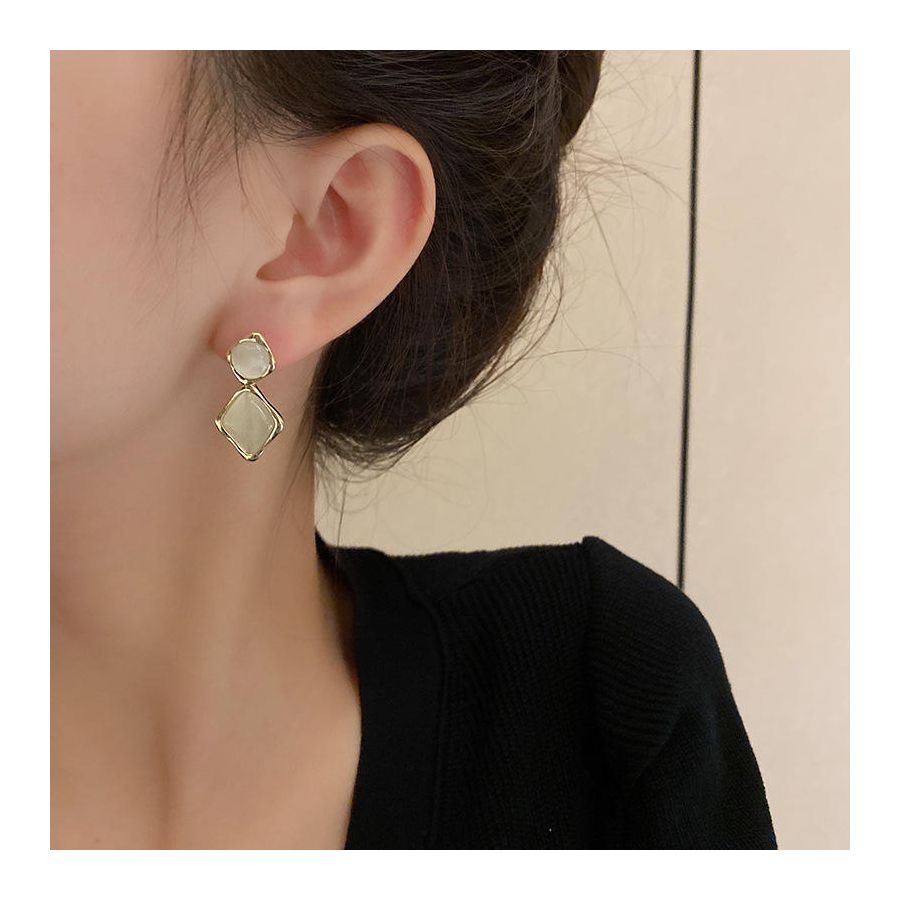 Geometric Shaped Opal Earrings