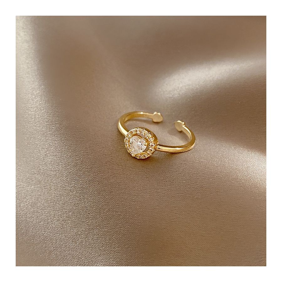 Gouden hart zirkoon verstelbare ring