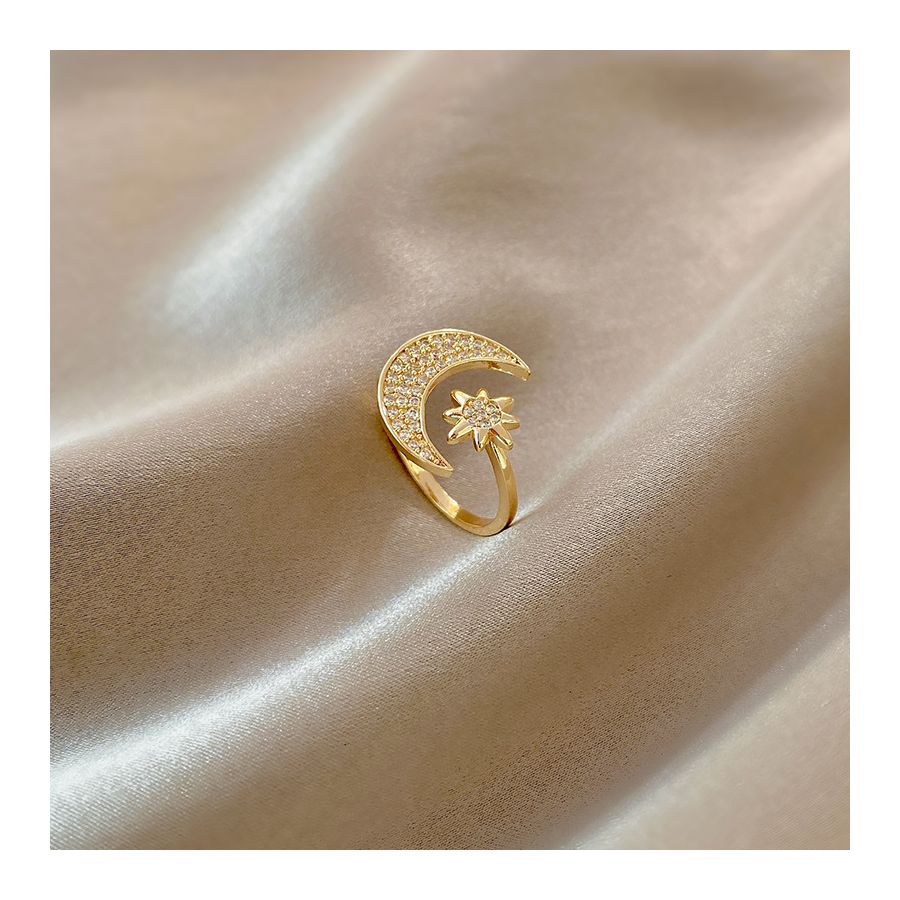 Moon Star Crown Adjustable Ring