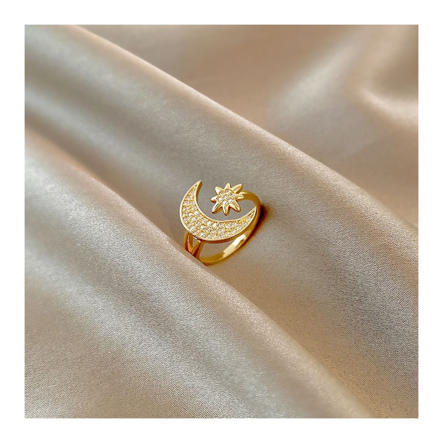 Moon Star Crown Adjustable Ring
