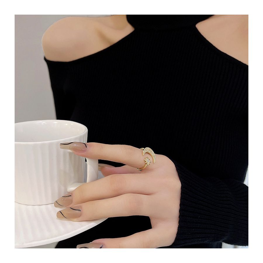 Moon Star Crown Adjustable Ring