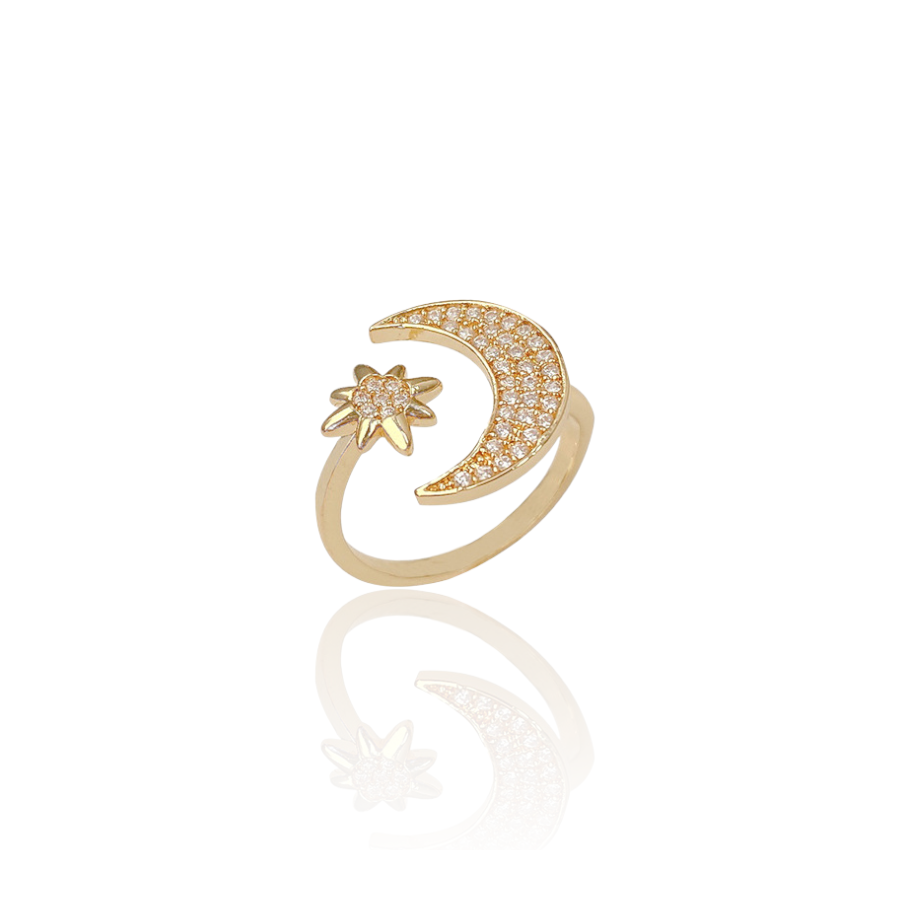 Moon Star Crown Adjustable Ring