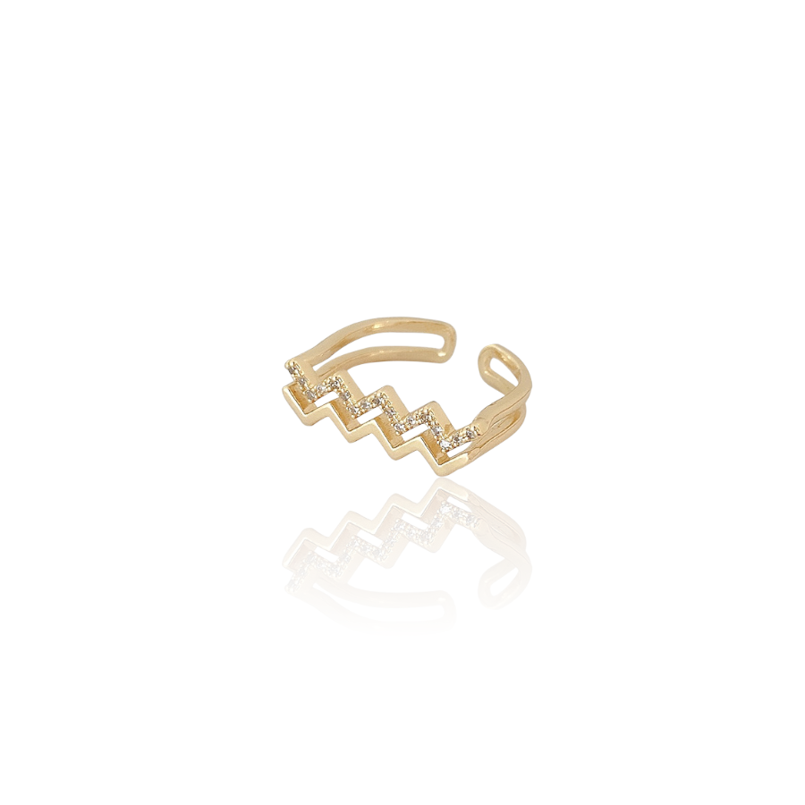 Shiny Wave Pattern Adjustable Ring