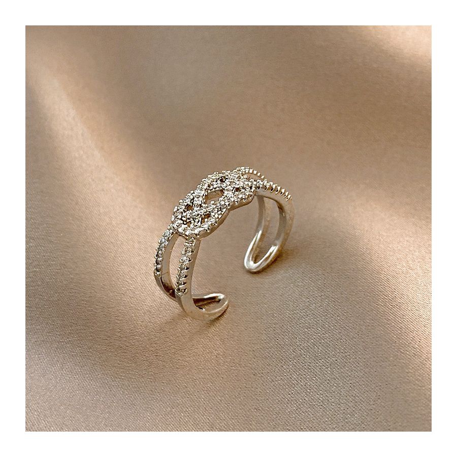Luxe glanzende zirkonen zilveren verstelbare ring