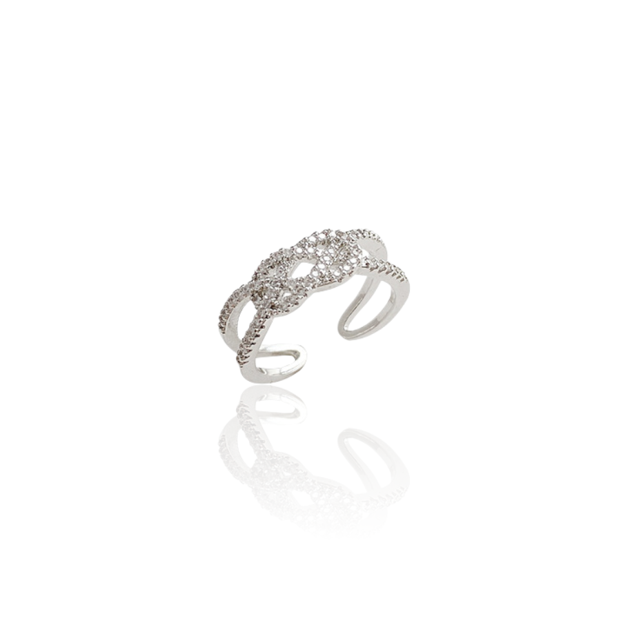 Luxe glanzende zirkonen zilveren verstelbare ring