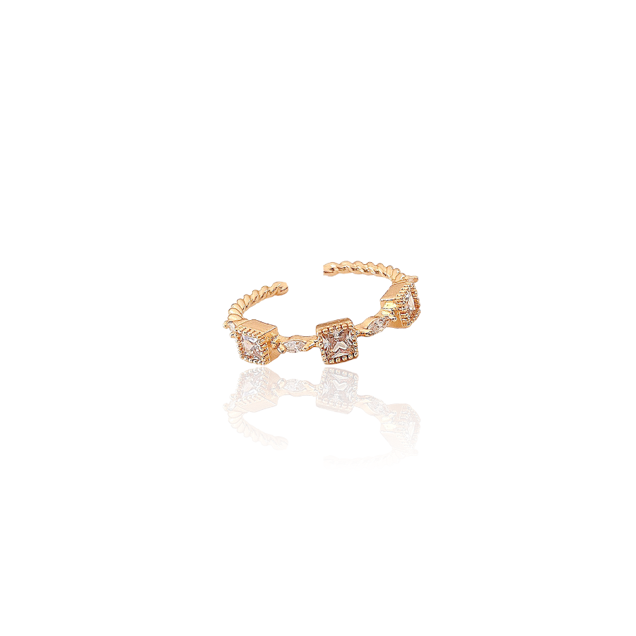 Minimalistische gouden verstelbare ring met vierkante kroon