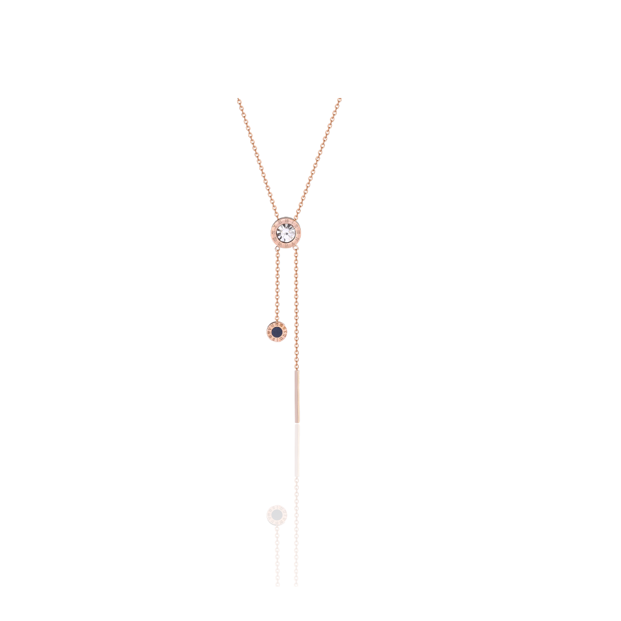 Roségouden ketting met kristallen kwastje