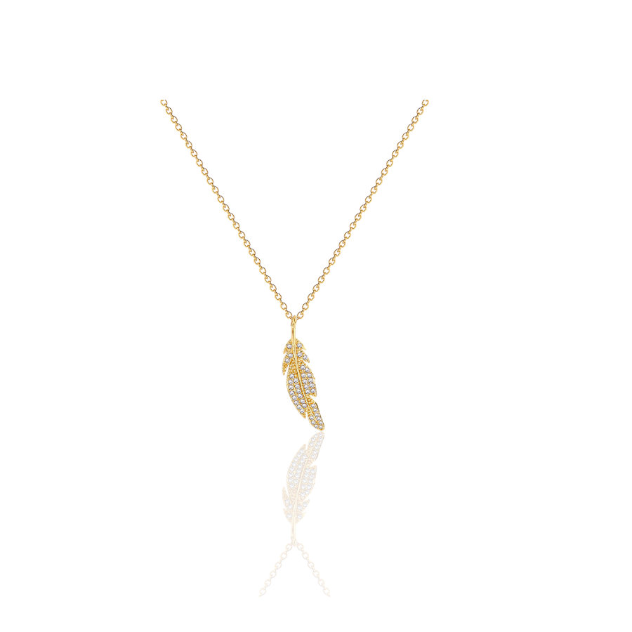 Gouden Ketting Met Veren Hanger