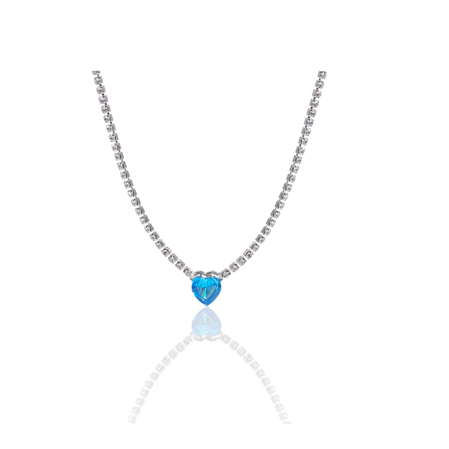Koninklijke ketting met blauwe zirkoon hanger