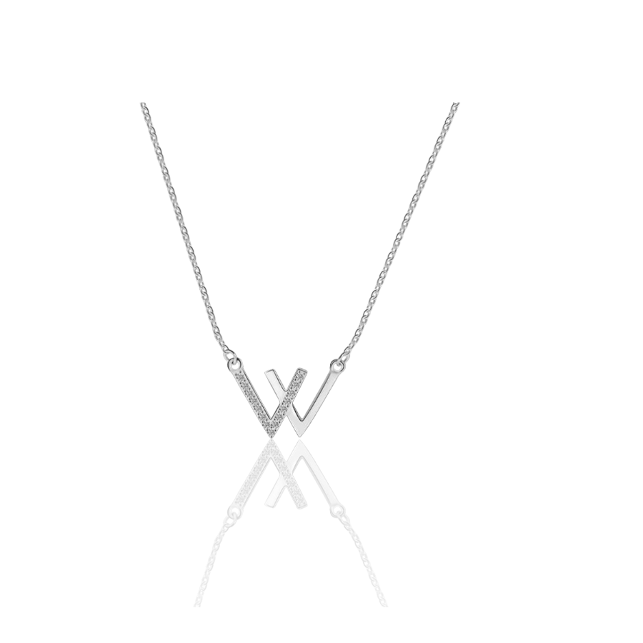 Trendy Silver Color Necklace With W Letter Pendant