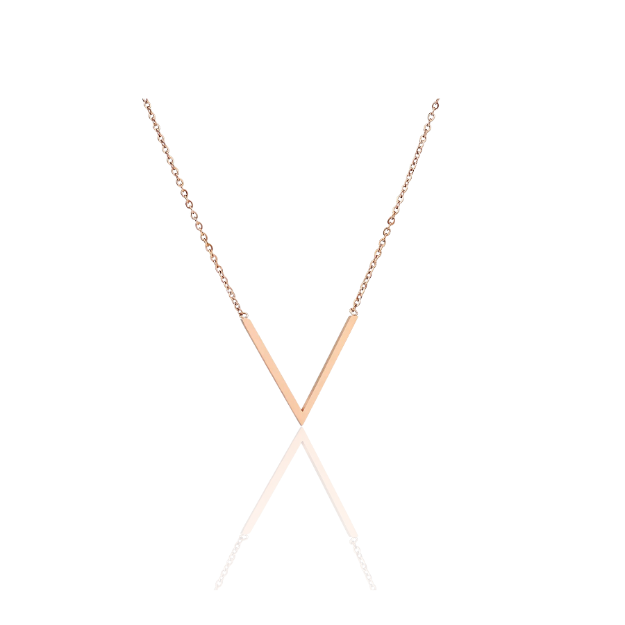 Rosé Gouden Ketting Met Stijlvolle V letter Hanger