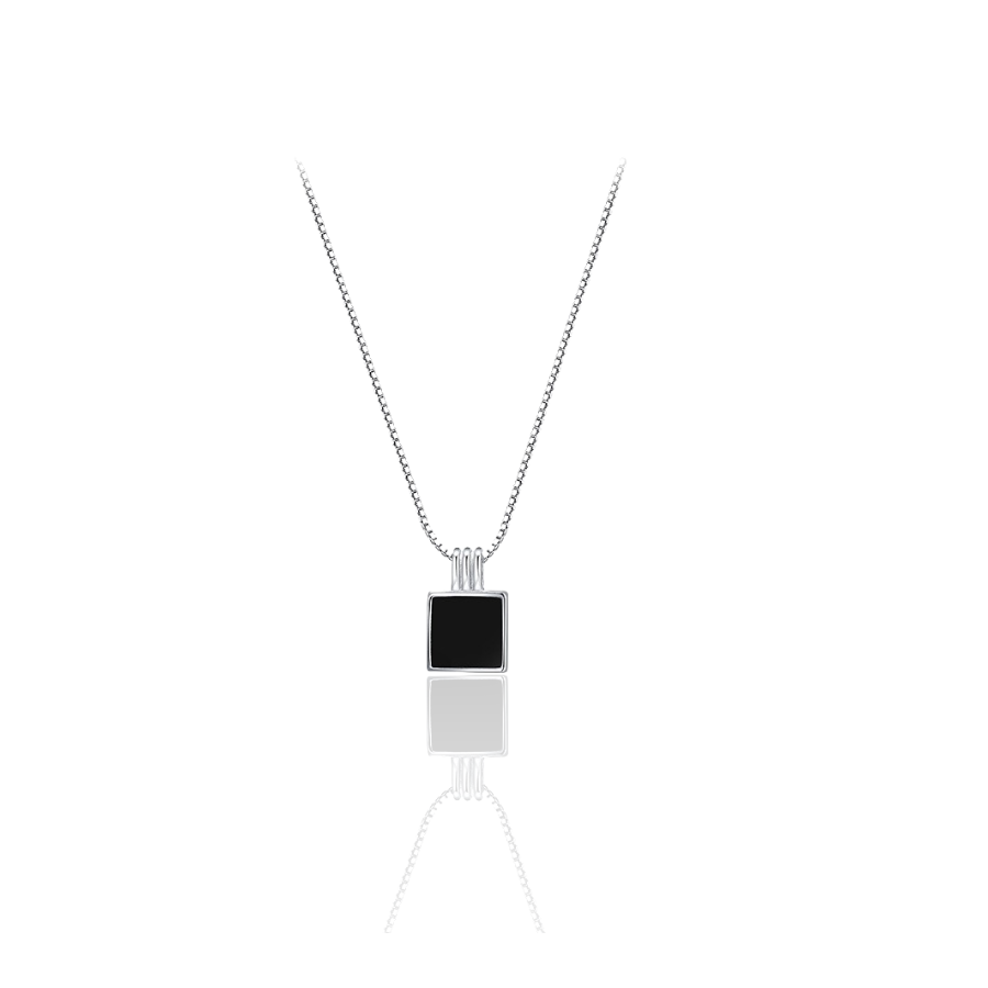 Ketting Met Vierkante Zwarte Hanger