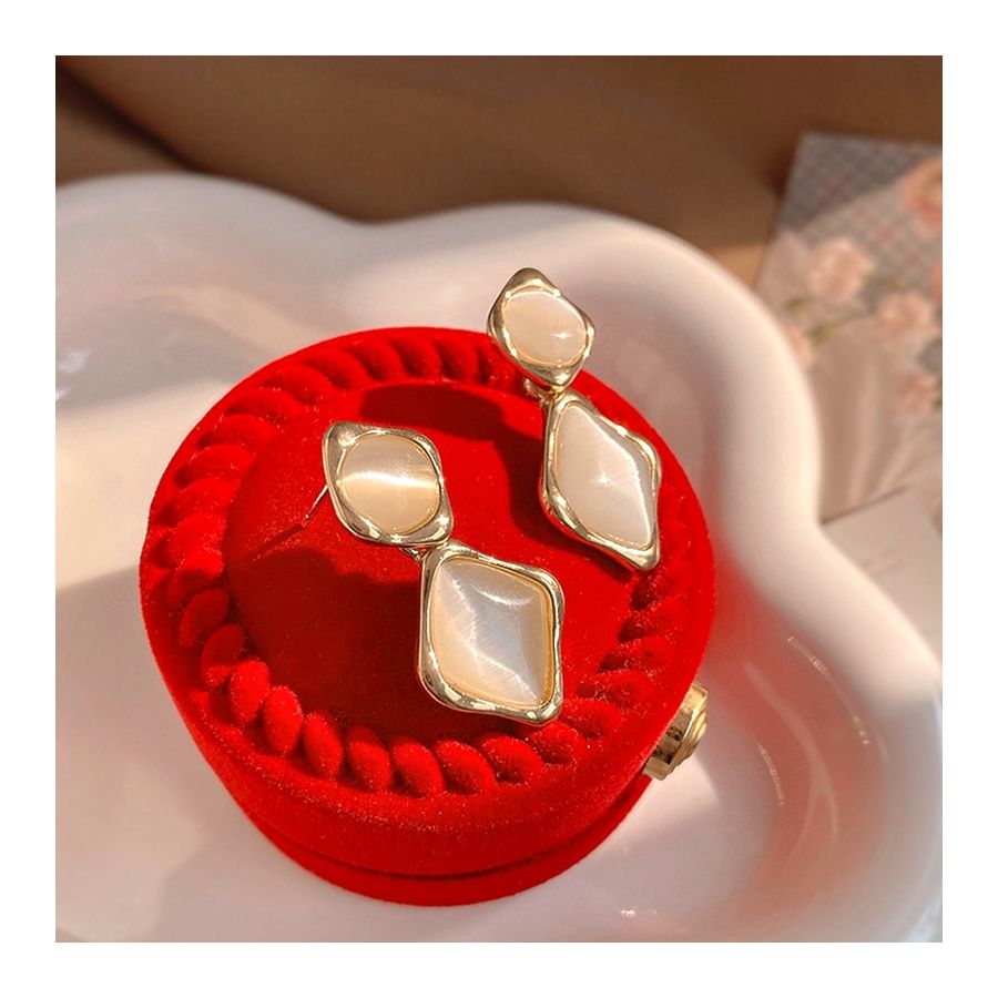 Geometric Shaped Opal Earrings