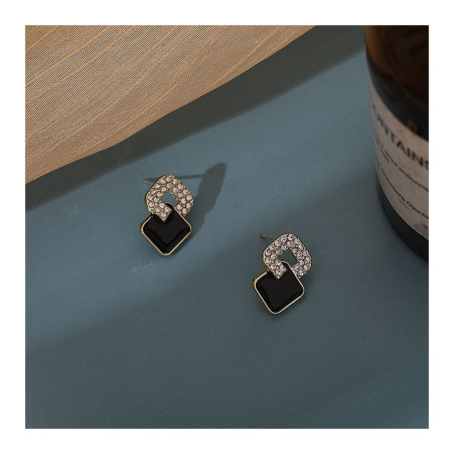 Elegant Gold & Black Earrings
