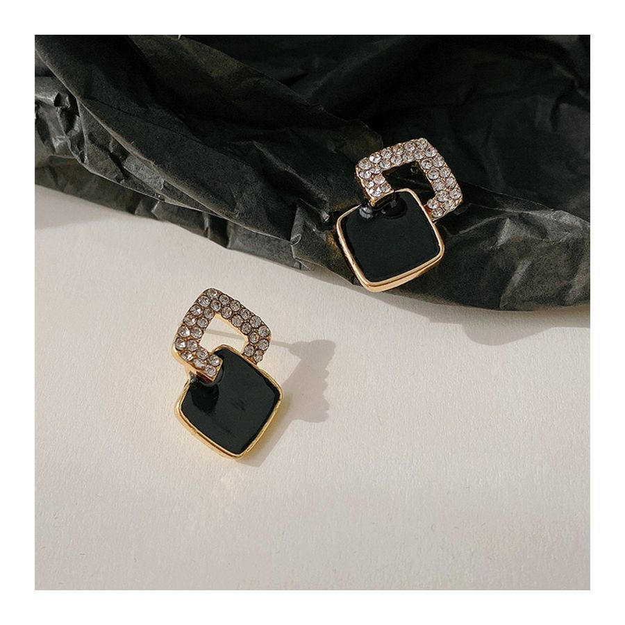 Elegant Gold & Black Earrings