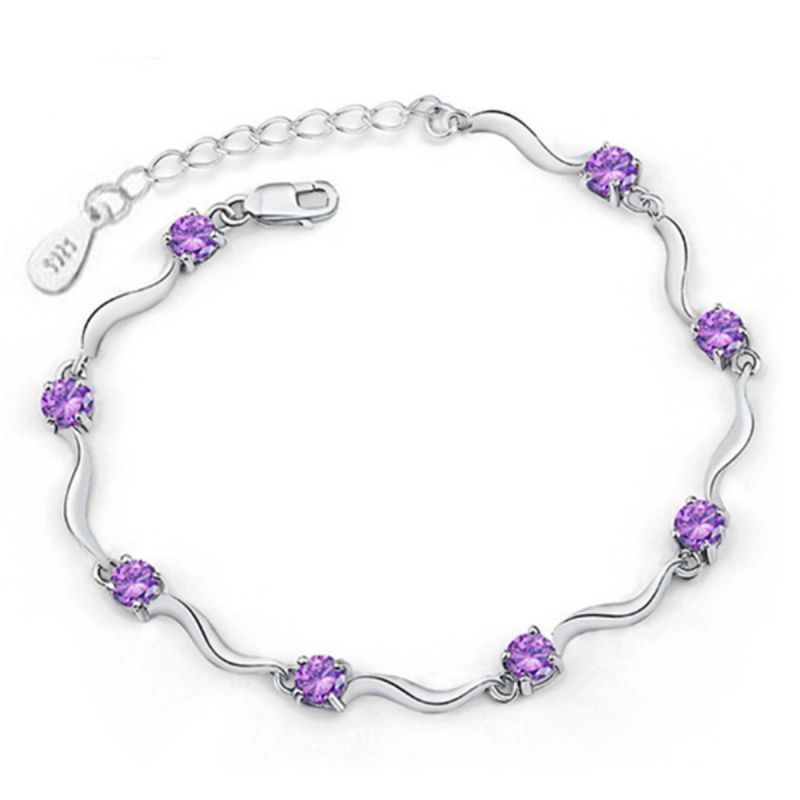 Zilveren Armband Met Blauwe Zirkonen & Weefpatroon
