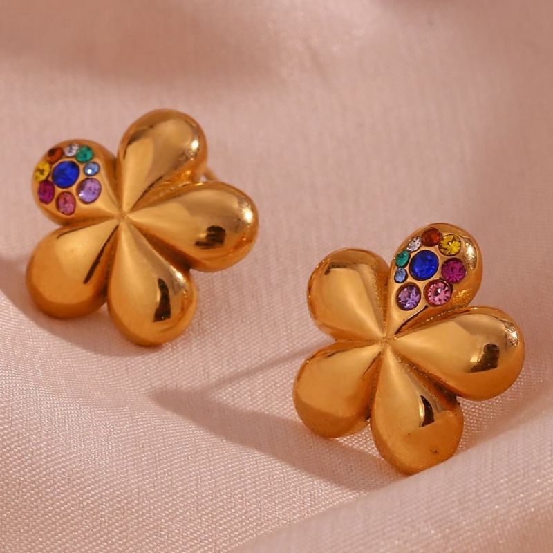 Kleurrijke zirkoon bloem oorknopjes