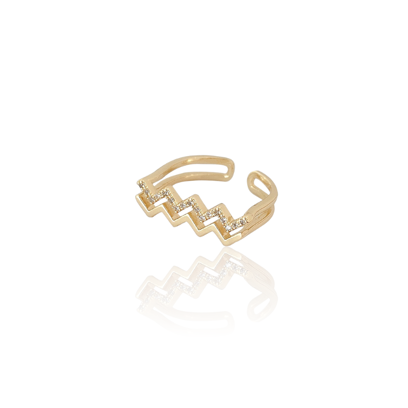 Shiny Wave Pattern Adjustable Ring
