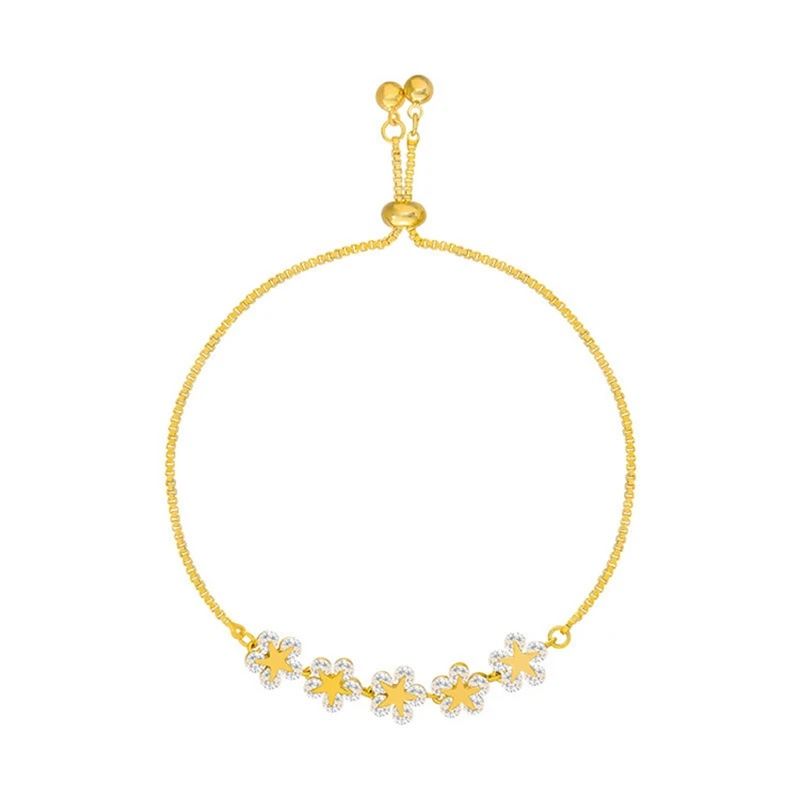 Gouden Armbanden Met Glanzende Zirkoonbloemen