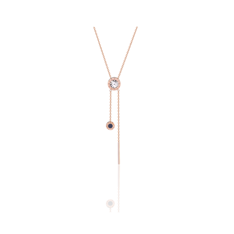 Roségouden ketting met kristallen kwastje