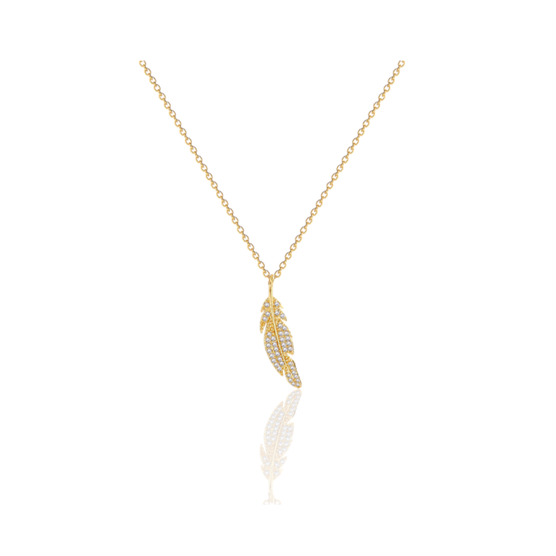 Gouden Ketting Met Veren Hanger