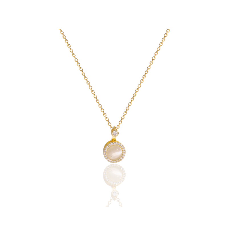 Gouden Halsketting Met Maan Gestileerde Zirkoon Hanger