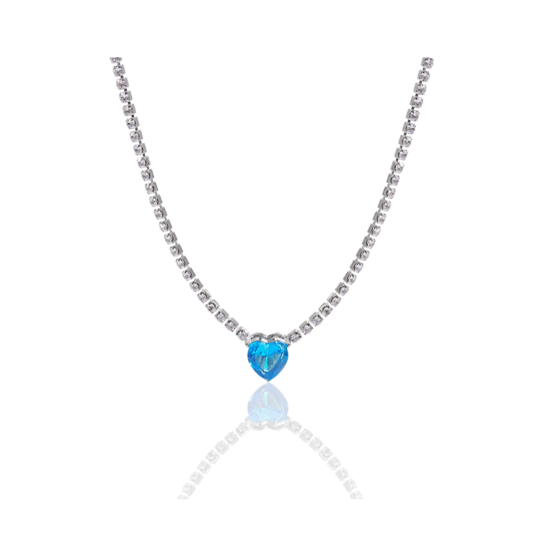 Koninklijke ketting met blauwe zirkoon hanger