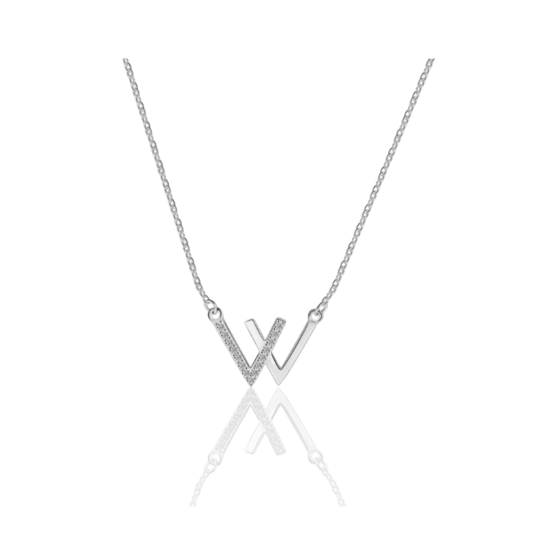Trendy Zilverkleurige Ketting Met W Letter Hanger