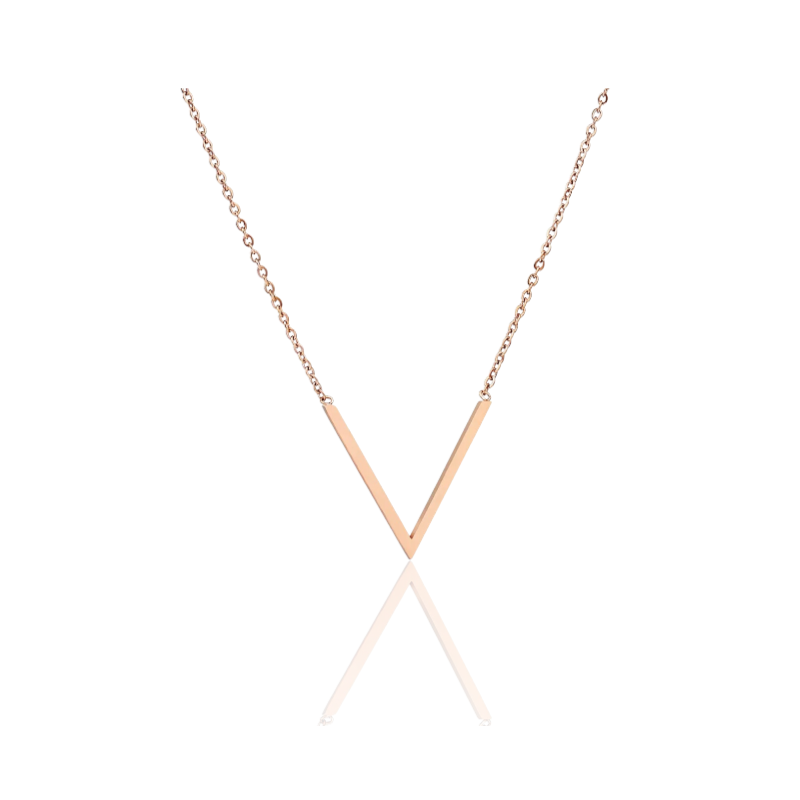 Rosé Gouden Ketting Met Stijlvolle V letter Hanger