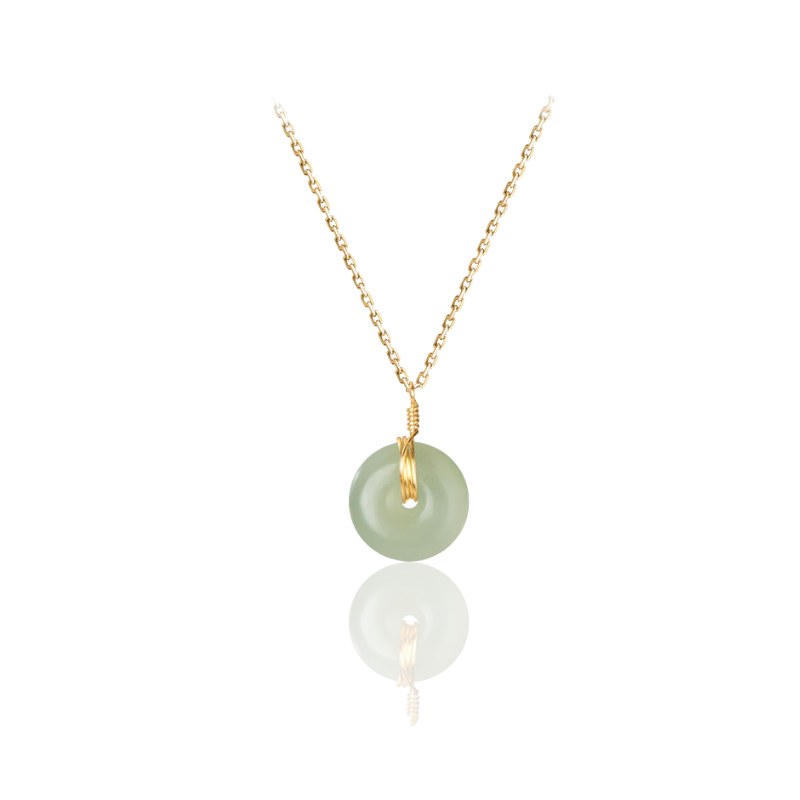 Gouden Ketting Met Groene Ronde Stenen Hanger