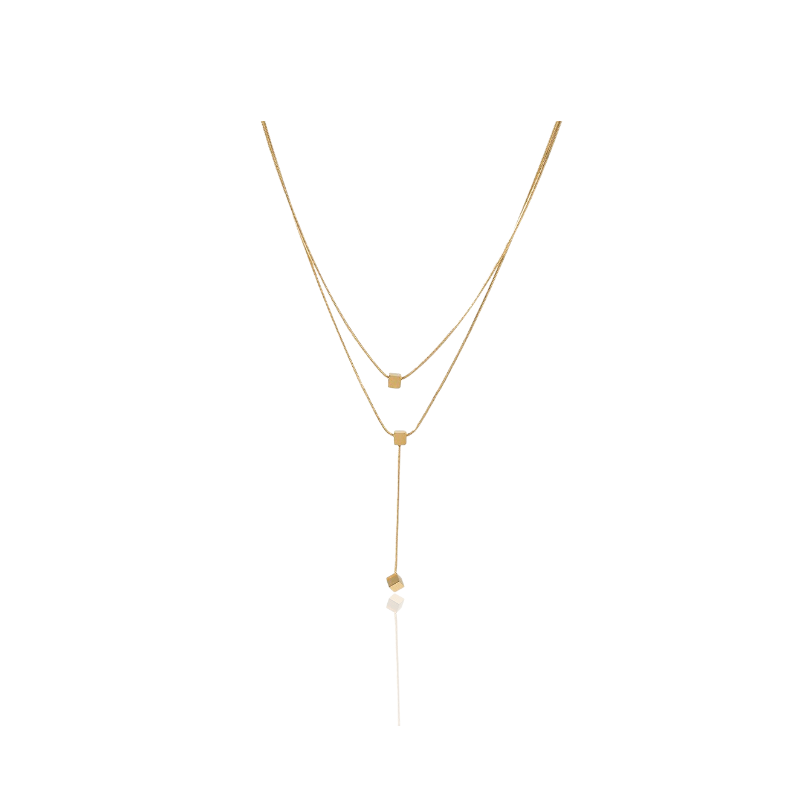 Dubbel geketende kubus kwast ketting