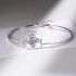 Solid Steel Bracelet With Zircon Flower