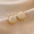 Button Styled Premium Cream Earrings