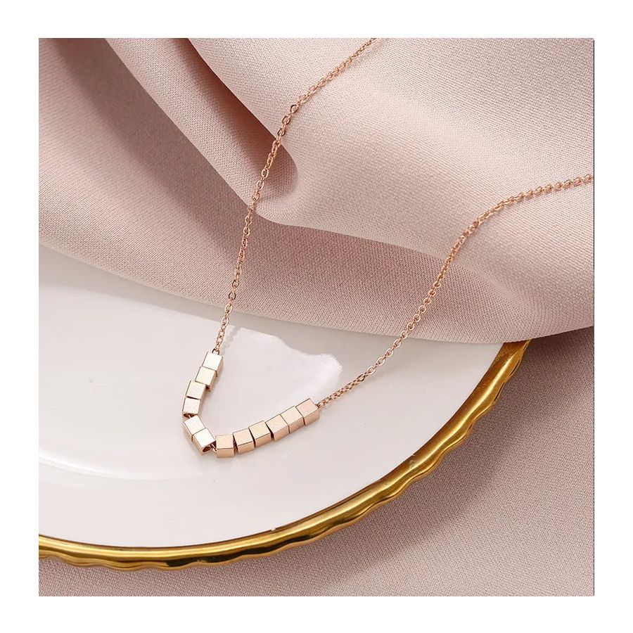 Golden Necklace with Stylish cubes pendants