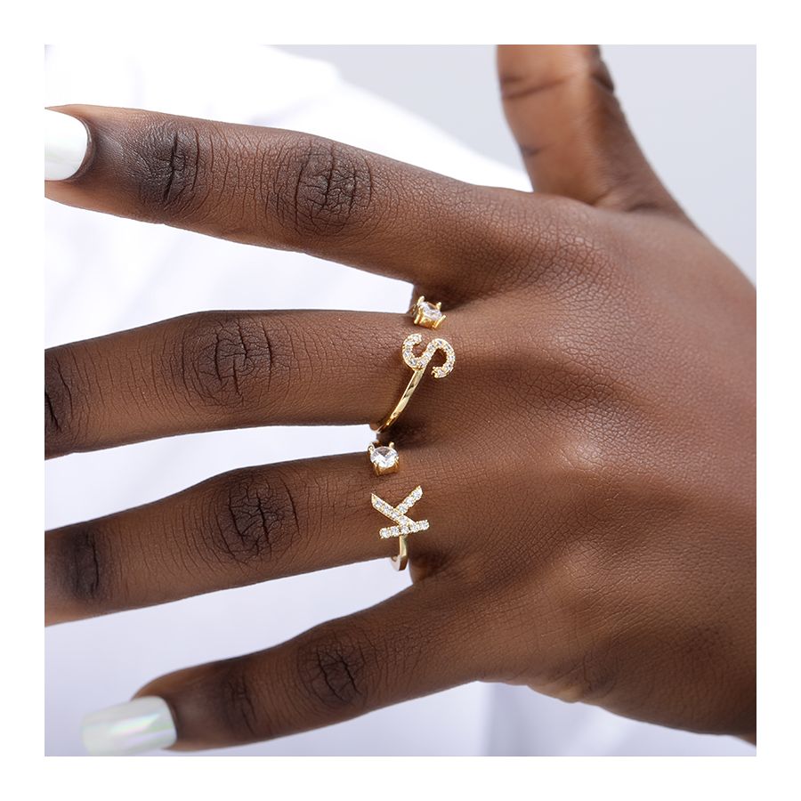 Golden Adjustable Ring With Name Initials 