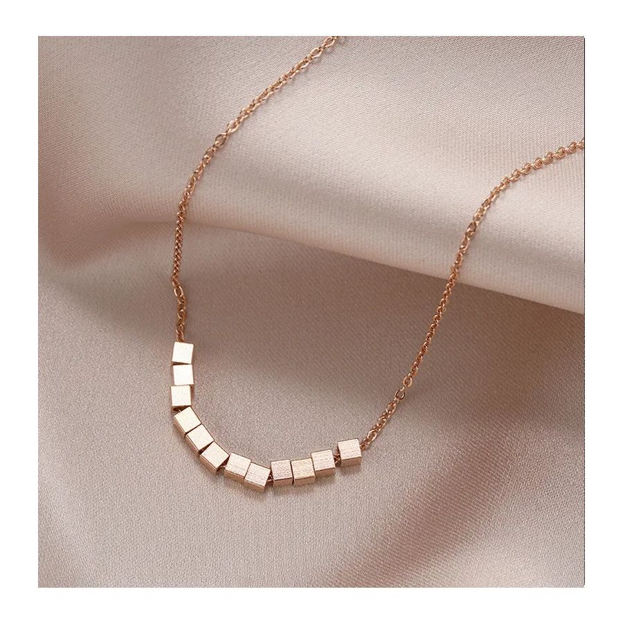 Golden Necklace with Stylish cubes pendants