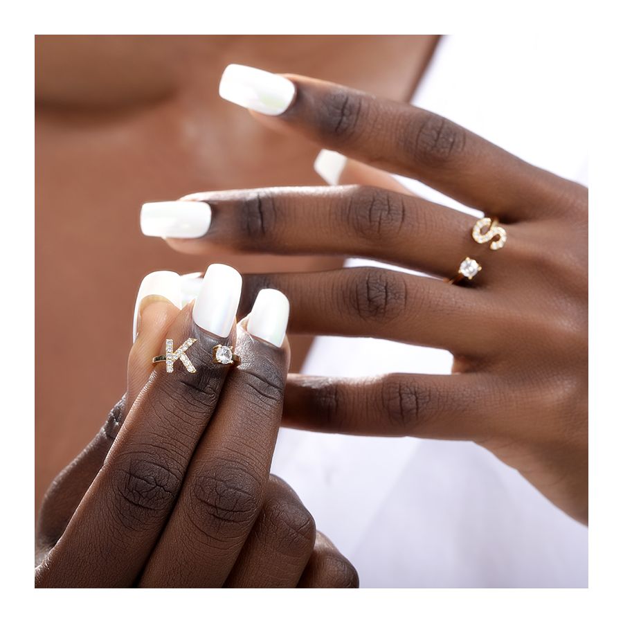 Golden Adjustable Ring With Name Initials 