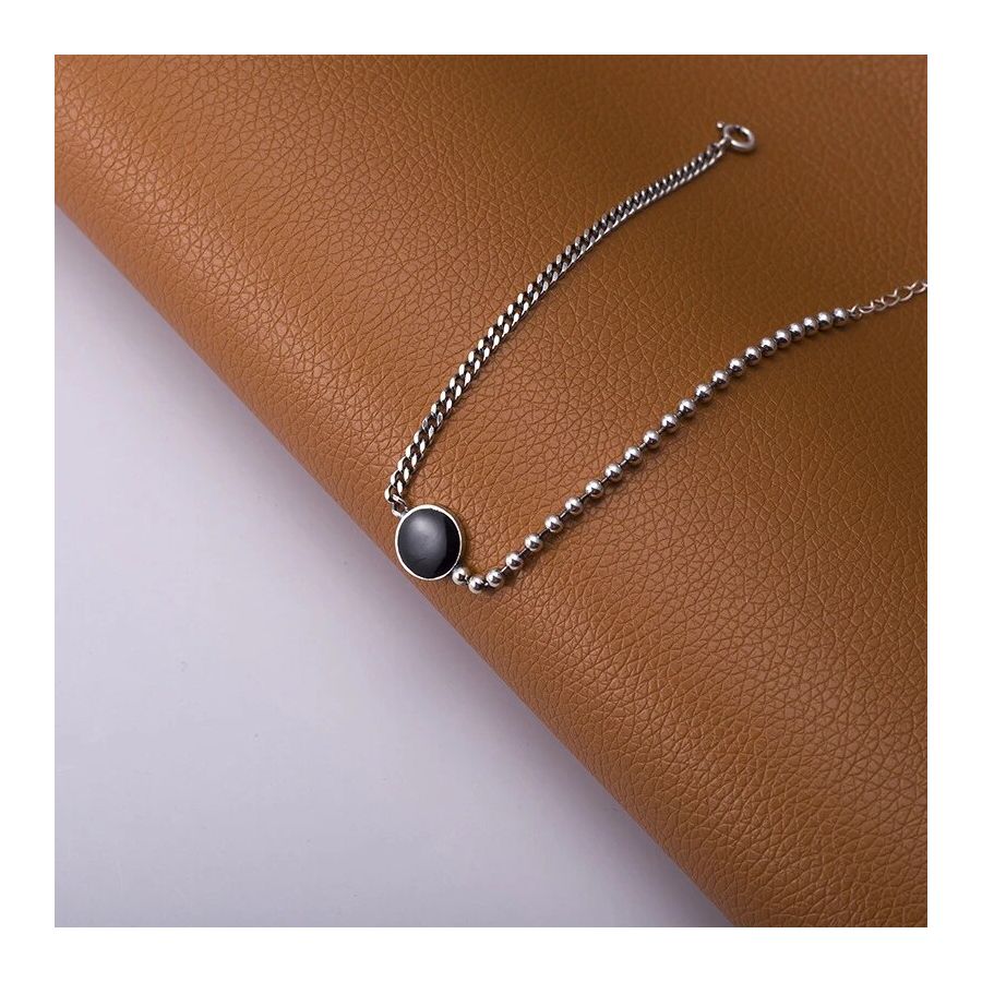 Klassieke zilveren armband met zwarte cirkel