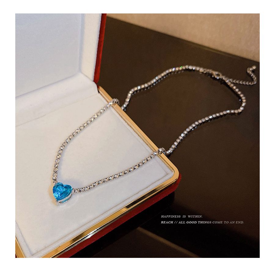 Royal Necklace With Blue Zircon Pendant