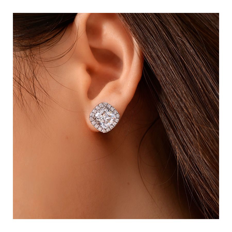 Silver Shiny Zircon Earrings