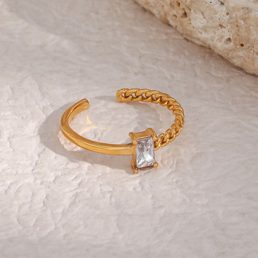 Golden Double Patron With Stone Adjustable Ring